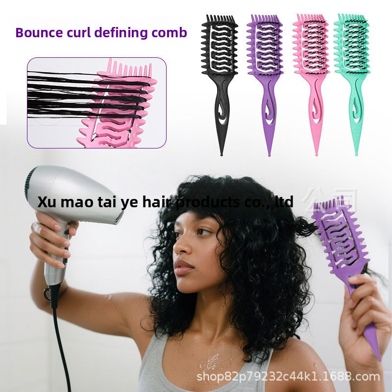Cross-Border Z Hollow Design Comb Bounce Curl Comb Curly Hair Big Wave Curl Definition Styling Comb Massage Comb Pointed Tail Comb - 图片 17