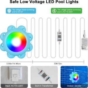 Bluetooth Pool Light IP68Waterproof Underwater Light LED Atmosphere Light Underwater Light Outdoor Hanging Pool Light