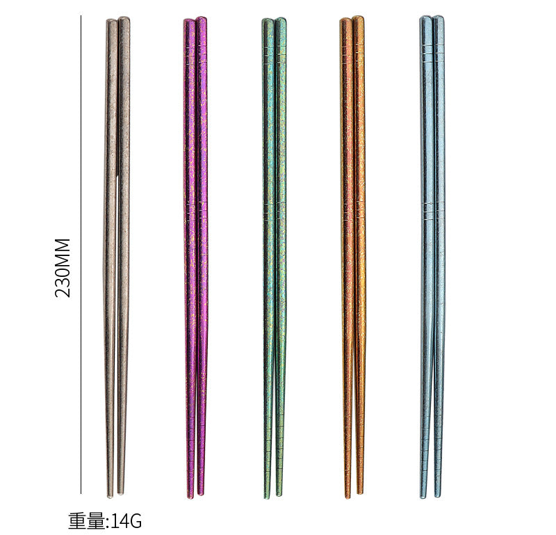 Pure Titanium Crystal Chopsticks for Home and Outdoor Use, Light Luxury Colorful Ice Flower Chopsticks23cm Half Square Chopsticks Restaurant Antibacterial Titanium Chopsticks - 图片 18