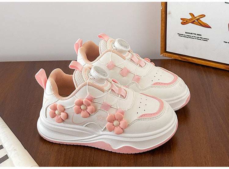 Children's Sports Shoes Spring and Autumn2025New Student Knob Girls' White Sneakers Versatile Casual Girls' Running Shoes - 图片 22