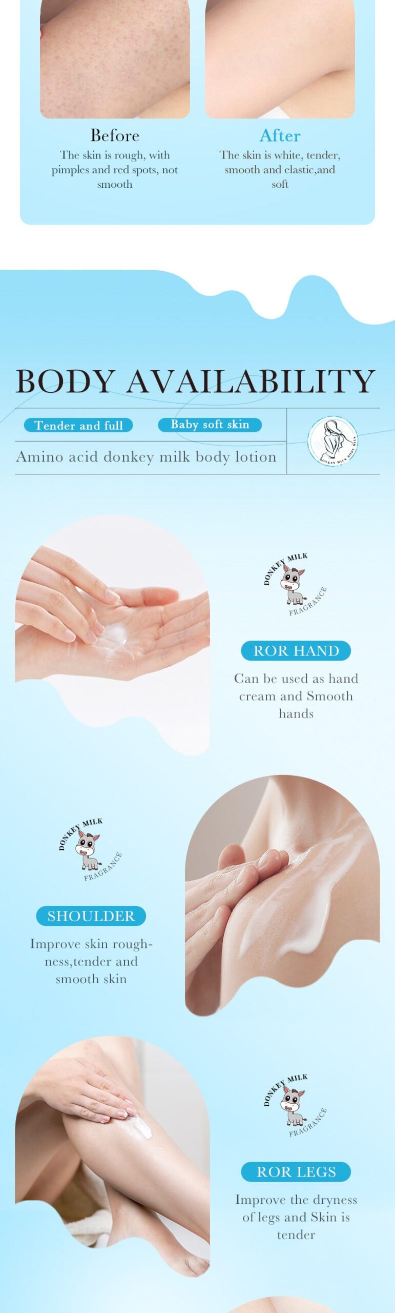 Donkey Milk Body Lotion256gZOZU Amino Acid Moisturizing Refreshing Body Lotion Cross-Border Wholesale - 图片 13