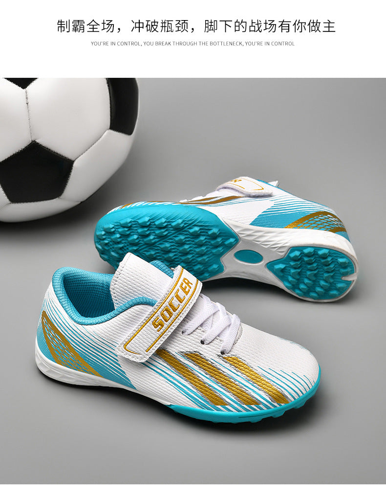 New football shoes for men and women with Velcro for children TF Broken Nail Style Youth Student Grassland Flat Training Shoes - 图片 30