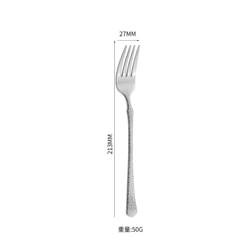 410Stainless Steel Tableware Hotel Restaurant Hammered Knife Fork Spoon24Set of High-End Western Cuisine Embossed Steak Knives and Forks - 图片 7