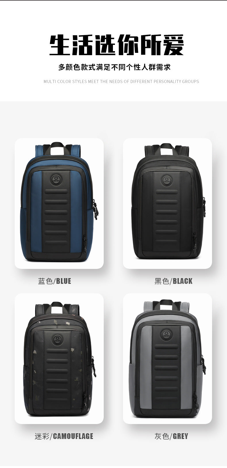 ozuko Business Backpack Men's Large Capacity Computer Backpack Outdoor Waterproof Travel Backpack Backpack - 图片 12