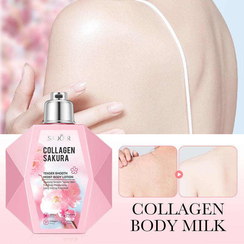 Sakura Body Lotion300ml SADOER Collagen Tender and Smooth Skin Lotion Cross-Border Wholesale - 图片 4