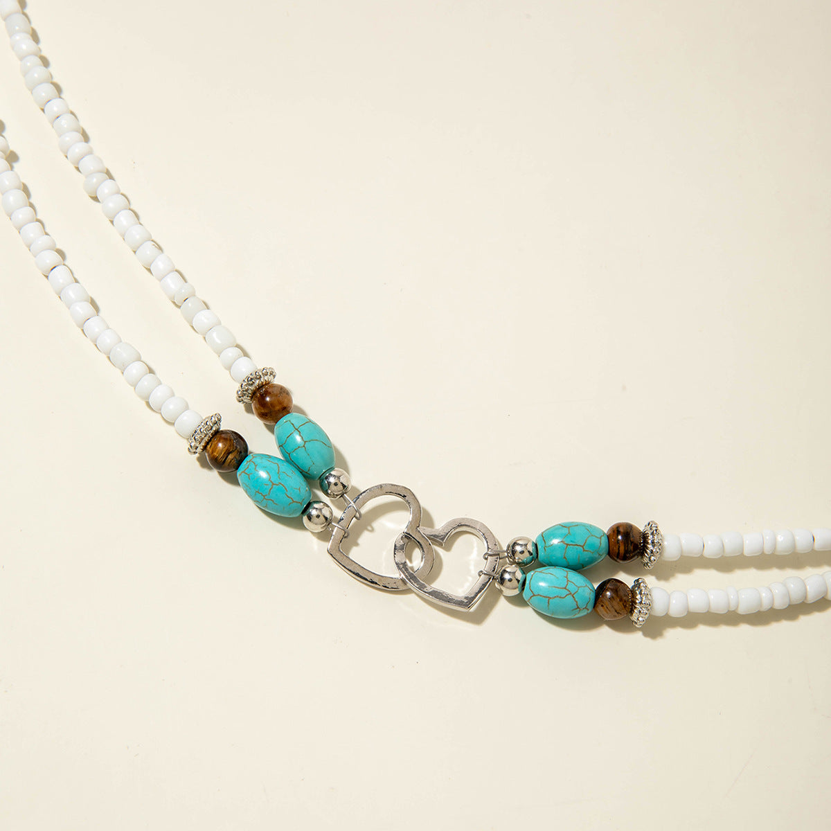 Wholesale Bohemian Vacation Style Rice Bead Turquoise Jewelry Set Metal Heart Jewelry - 图片 27
