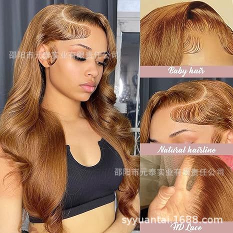13x4HoneyBlondeLaceFrontWigsSyntheticBodyWaveWigs Long Curly Hair - 图片 13