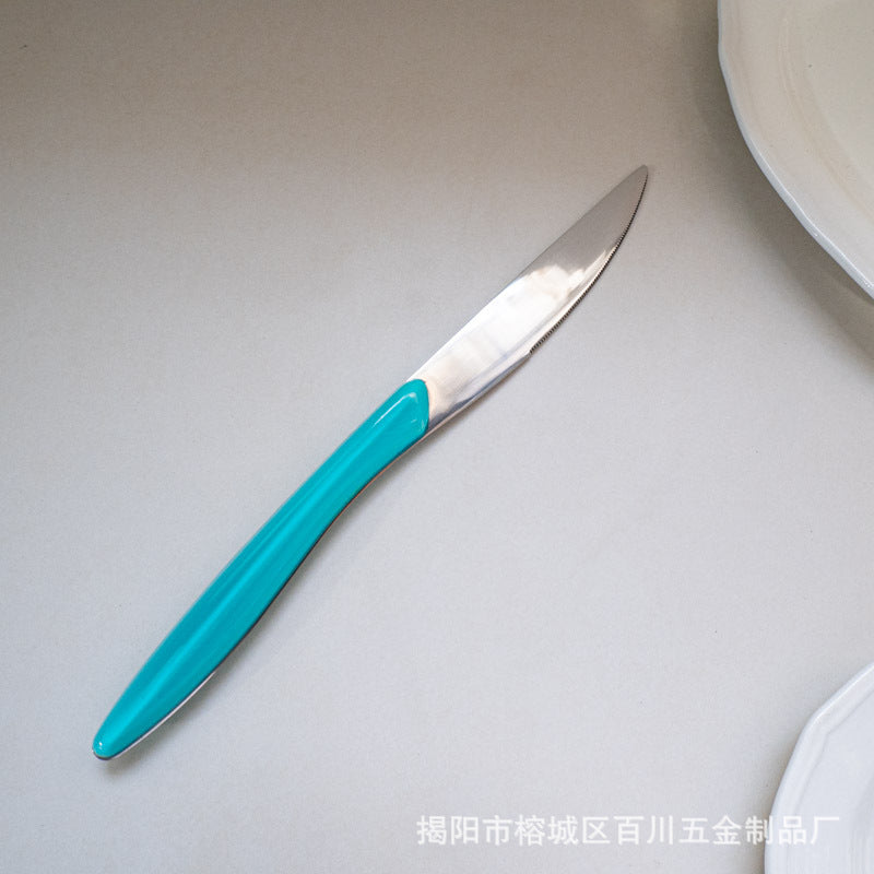 304Stainless Steel Spoon Colorful Western Food Spoon Baby Feeding Spoon Thickened Adult Table Spoon Restaurant Hotel Dessert Spoon - 图片 6