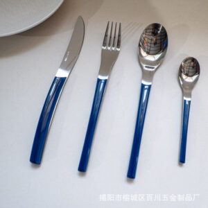 Gift Tableware5Main Stainless Steel Knife Fork Spoon Plastic Handle Hotel Real Tableware Western Knife Fork Spoon Set