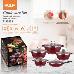 RAF Hot Sale Handle Detachable Non-Stick Pan Ceramic Glaze Universal Stove Cookware11Set