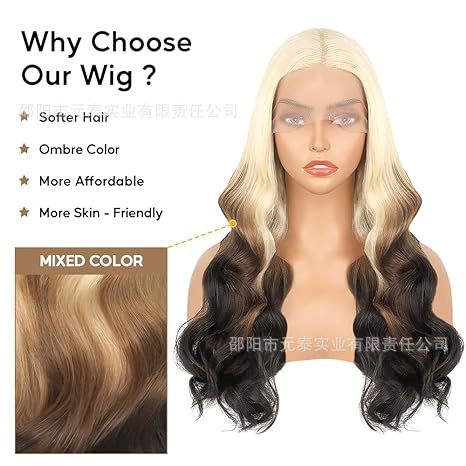 Hot Sale 13*4*1 Long Mix Blonde Synthetic Wavy Wigs Wig - 图片 8