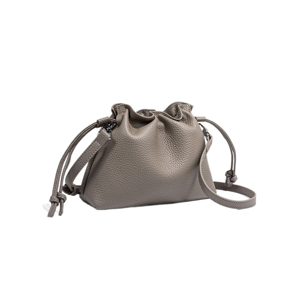 Wholesale pleated cloud bag genuine leather small handbag for women bag Bucket Bag Top Layer Cowhide Niche ins Shoulder Crossbody Bag - 图片 4