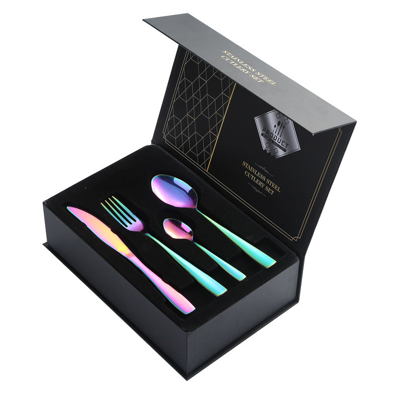 410Stainless Steel Cutlery Set Restaurant Square Handle Knife Fork Spoon24Set of Western Steak Knives and Forks - 图片 14