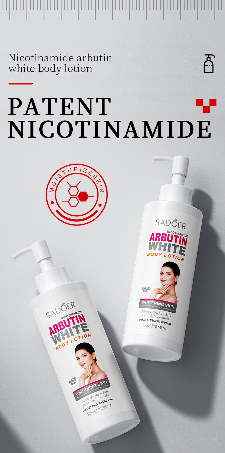 Whitening Body Lotion SADOER Niacinamide Arbutin Brightening Moisturizing Lotion Cross-Border Wholesale - 图片 7