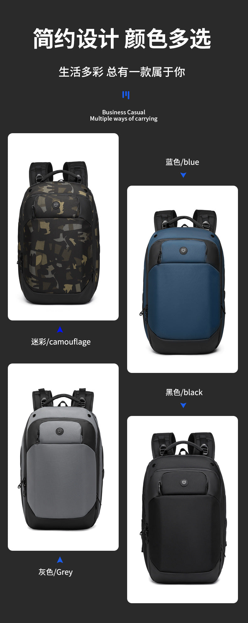 ozuko Business Backpack Men's Waterproof Computer School Bag High-looking commuter travel backpack for college students - 图片 11