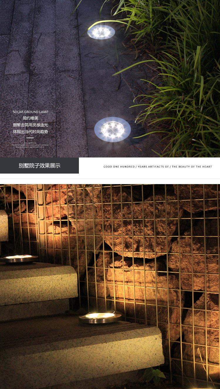 Outdoor Waterproof Solar8LED Underground Light Stainless Steel Lawn Light Garden Light Garden Villa Landscape Light - 图片 4