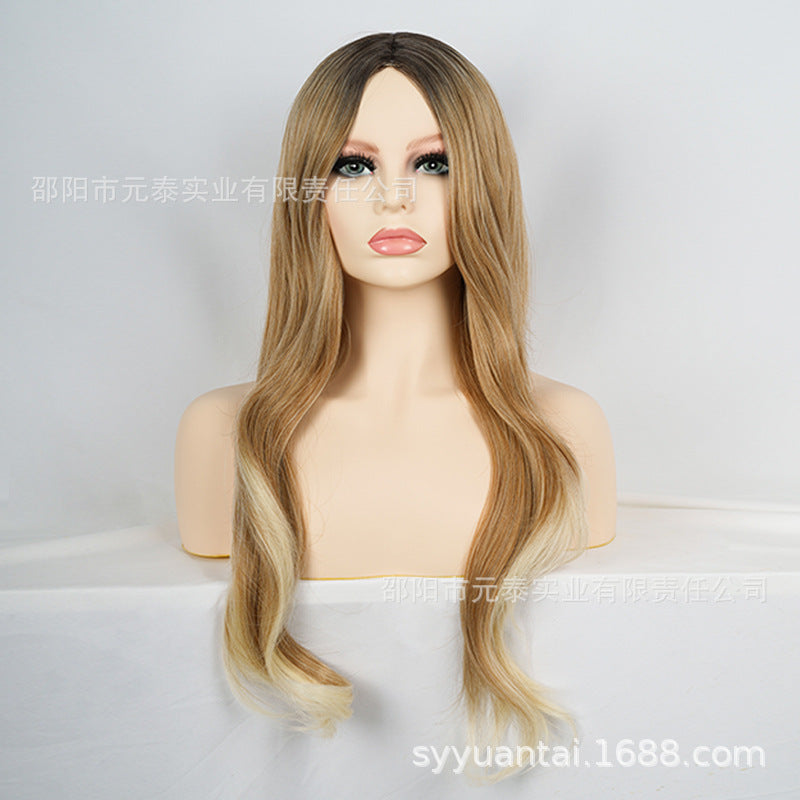 Long Curly Wig Afro Wig Synthetic Hair Medium Length Middle Part Dyed European Wig for Women wigs Fluffy Side Bangs - 图片 9