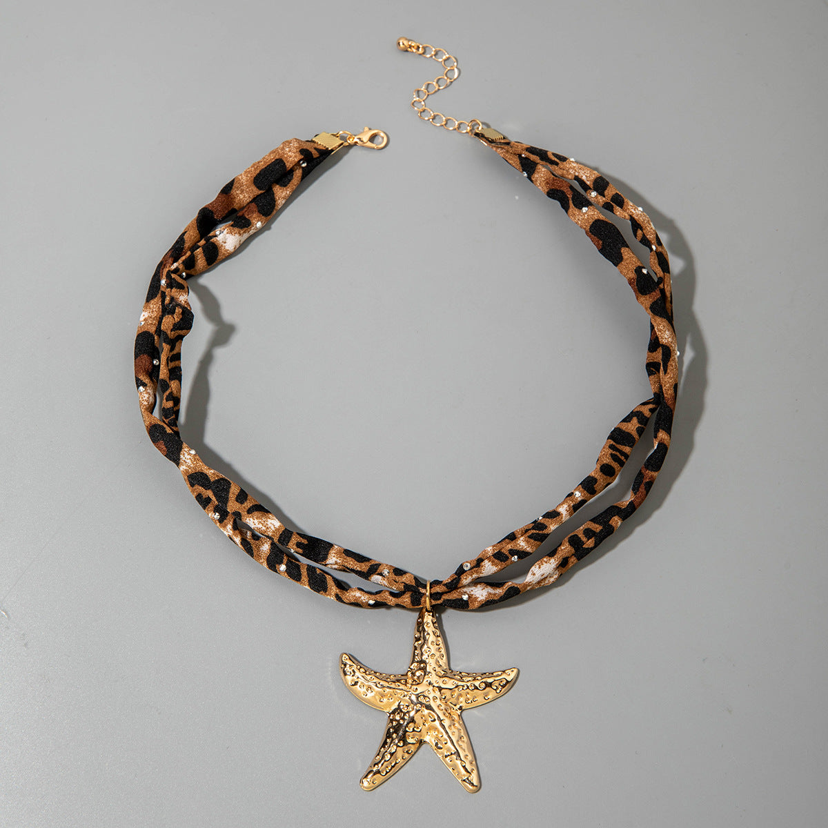 European and American Style Ocean-themed Cross Conch Starfish Pendant Leopard Print Exaggerated Necklace Collarbone Chain Jewelry - 图片 22