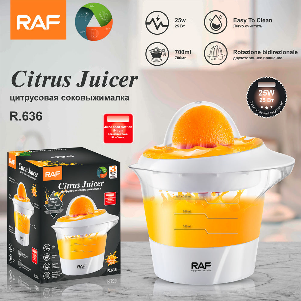 RAF EU Standard Electric Fresh Orange Juicer Household Automatic Juicer Lemon Orange Juice Machine Small Portable