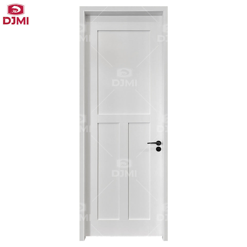 Guangdong Daji Customize Interior Bedroom White Primed Solid Core Wood Single Prehung Interior Shaker Door - 图片 3
