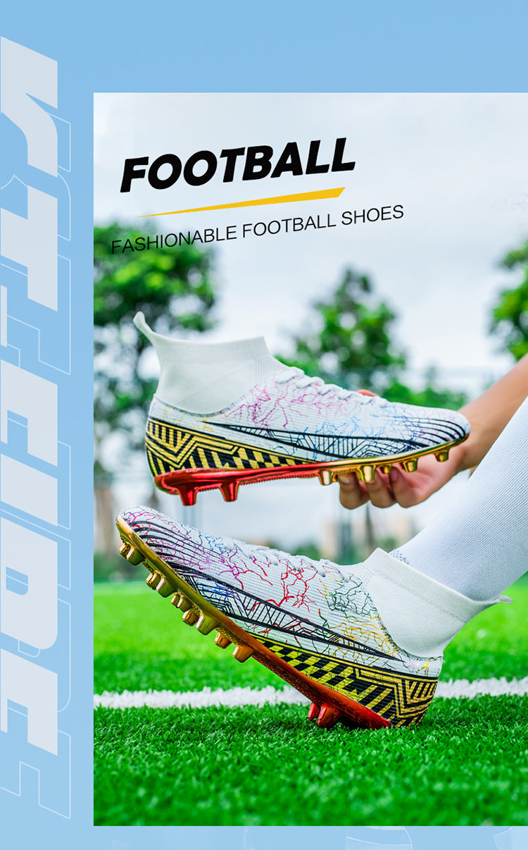 Large Size Men's Soccer Shoes AG Long Spike Gold-Plated Hot Stamping Football Shoes for Youth Professional Competition Training Shoes Wholesale - 图片 10