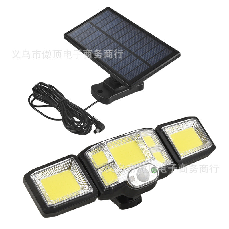 Outdoor Solar Street Light Waterproof Split Wall Light Garden Courtyard Light Human Body Sensor Light Rotatable Three-Head Light - 图片 4