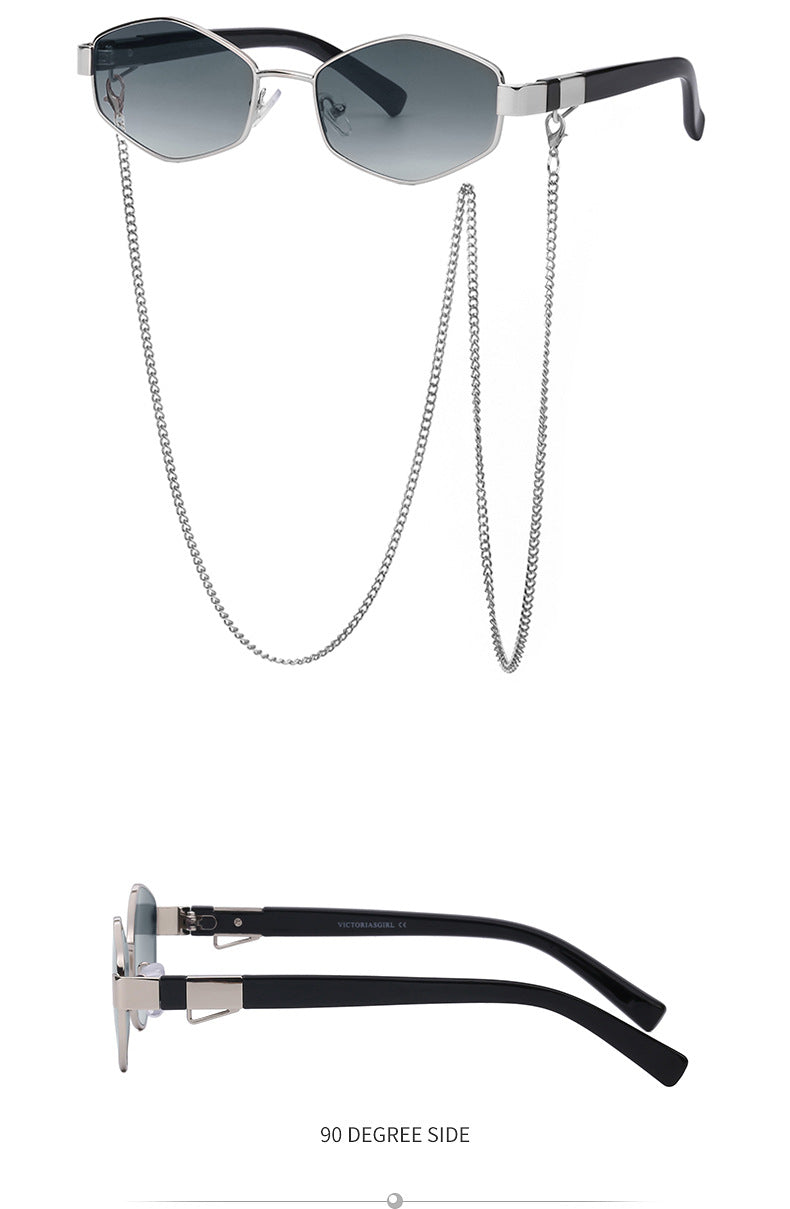 New Women's Sunglasses Fashion Chain Personality Round Frame Korean Style Sunglasses Wholesale Glasses sunglasses - 图片 27