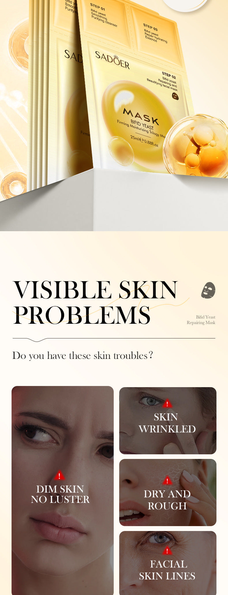 Trilogy Mask SADOER Hyaluronic Acid Firming Acne Removal Hydrating Beauty Mask Cross-Border Wholesale - 图片 16