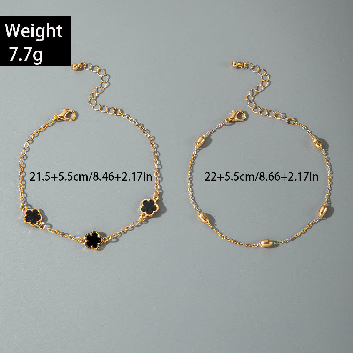 European and American Fashion Alloy Inlaid Diamond Five-Leaf Clover Bracelet Jewelry Three-Piece Set Simple Geometric Smooth Bracelet Wholesale - 图片 43