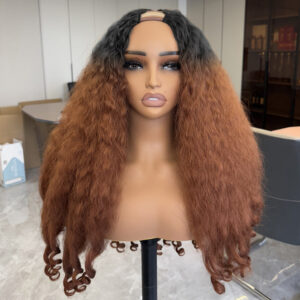 Ombre Brown V part Afro Wig with Different Color Cross-Border African Roll