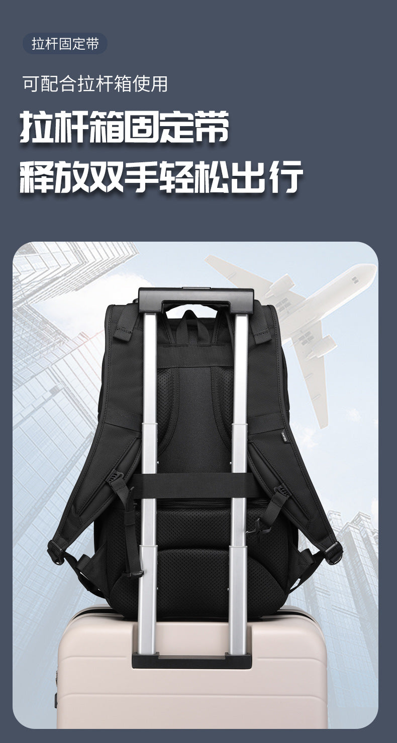 OZUKO Business Backpack for Men, Double Shoulder Laptop Bag, Waterproof, Large Capacity, Commuter School Bag, College Student Trendy Brand, High-End Feel - 图片 20