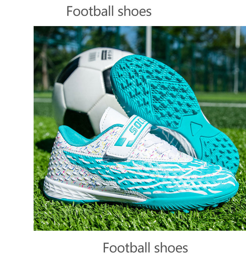 New football shoes for men and women with Velcro for children TF Broken Nail Style Youth Student Grassland Flat Training Shoes - 图片 34