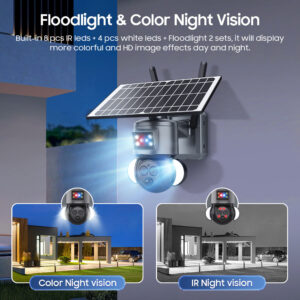 New Product12Binocular Hybrid Zoom Solar Camera Courtyard6MP High Definition Red and Blue Alarm Monitoring