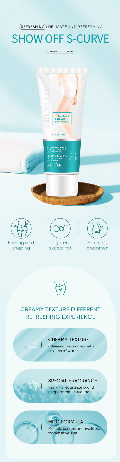 Slimming and Shaping Cream SADOER Body Massage Cream Shaping Fat Burning Firming Lightweight Cross-Border Wholesale - 图片 8