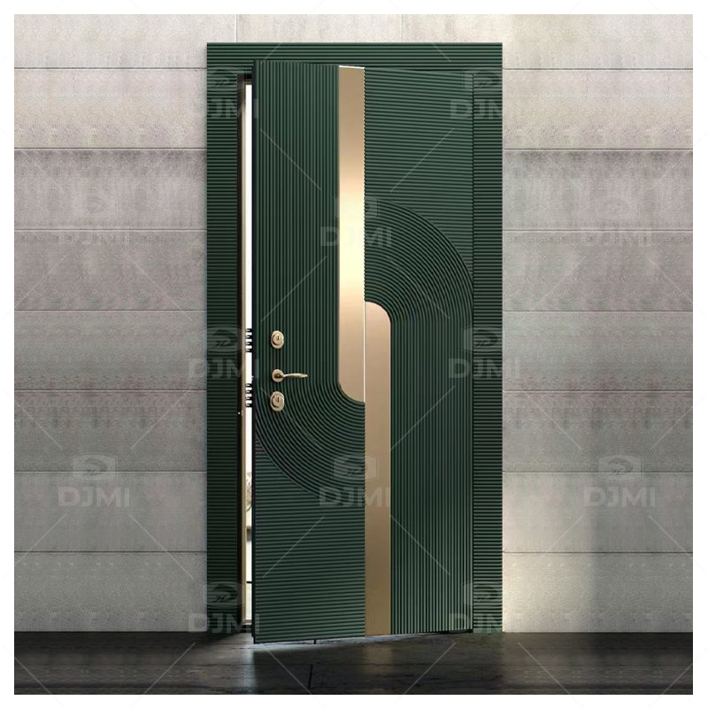 DJMI Luxury Design Steel Armored Doors Outside Modern Exterior Security Door Smart Electronic Front Door - 图片 3