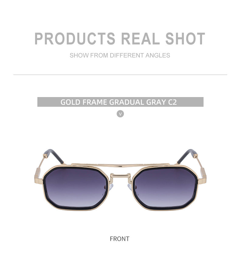 2025New Small Frame Glasses Men Double Beam retro Sunglasses Men's High Sense Full Frame Sunscreen Sunglasses shades - 图片 26