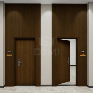 Foshan Manufacturer Custom High Quality Walnut Wood Design Hotel Room Sound Insulation Fire Solid Wood Interior Door