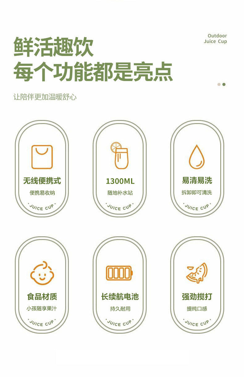 Household Small Portable Juicer Wireless Charging Juicing Cup Summer Electrical Appliances Electric Juice Cup Ton Ton Cup - 图片 12