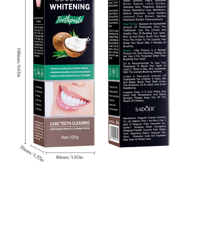 Toothpaste SADOER Vitamin C Coconut Oral Care Gum Protection Wholesale Live Streaming - 图片 31