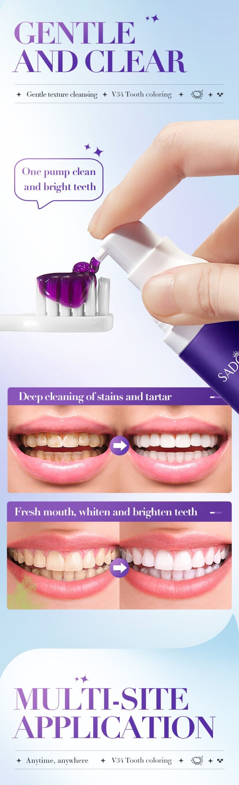V34Whitening Toothpaste28ml SADOER Clean Teeth Clean Toothpaste Cross-Border Foreign Trade Wholesale - 图片 13