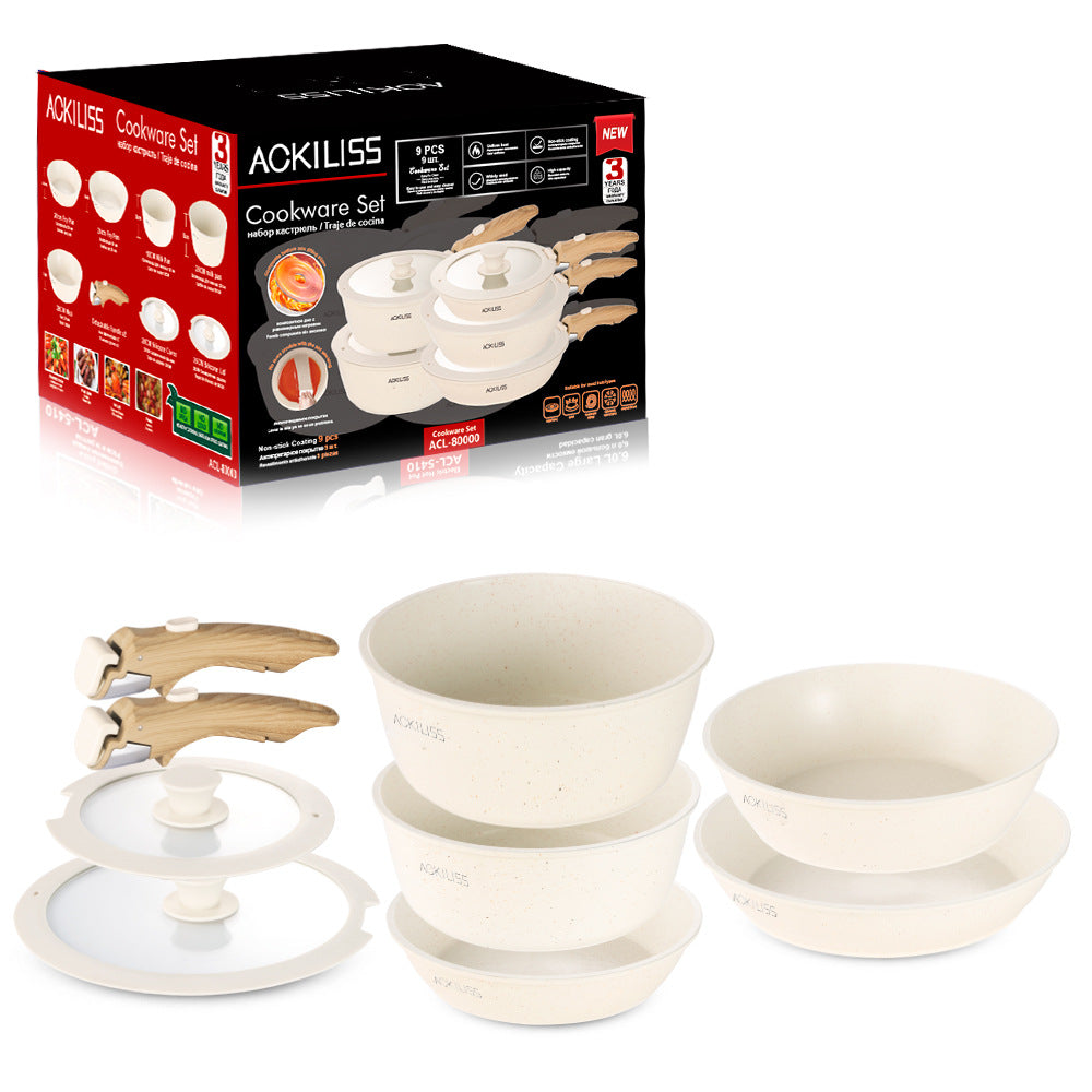 ACL Household Detachable Set Pot Non-Stick Pot Nine-Piece Frying Pan Soup Pot Frying Pan Induction Cooker Gas Universal - 图片 19