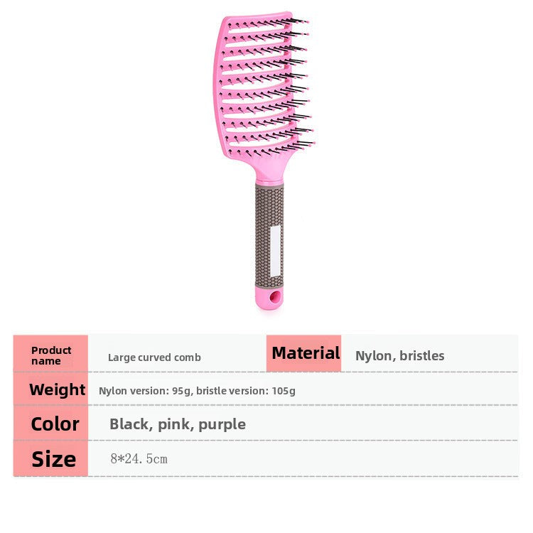 Large Curved Comb, Ribbed Hair Comb, Boar Bristle Curved Massage Comb, Nine-Row Comb, Styling Curling and Smoothing Comb, Cross-Border - 图片 26