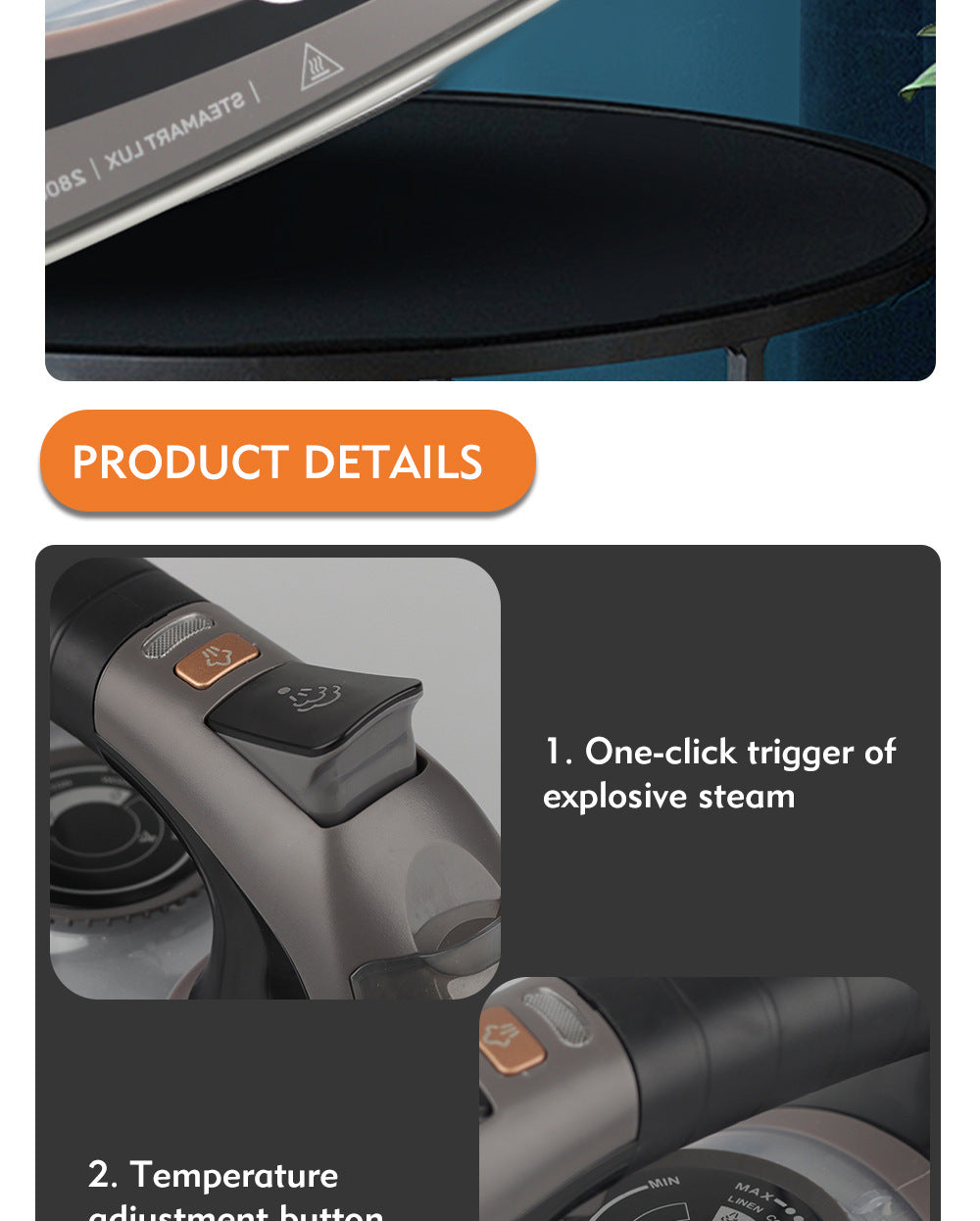 RAF European Standard Automatic Steam Electric Iron Household Handheld Fully Automatic Steam Electric Iron Ironing Machine - 图片 24