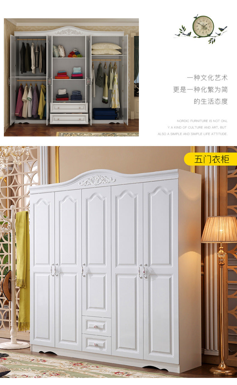 Economical Cabinet Three or Four Doors Bedroom Wardrobe Storage Panel Multi-Functional Assembly European Style Multi-Functional Storage Closet - 图片 9