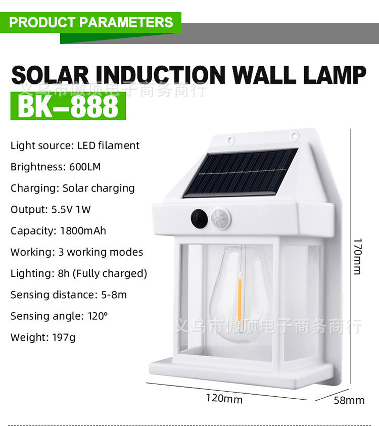 New Solar Light Outdoor Human Body Sensor Light Waterproof Street Light Tungsten Wall Light Garden Courtyard Night Light - 图片 20