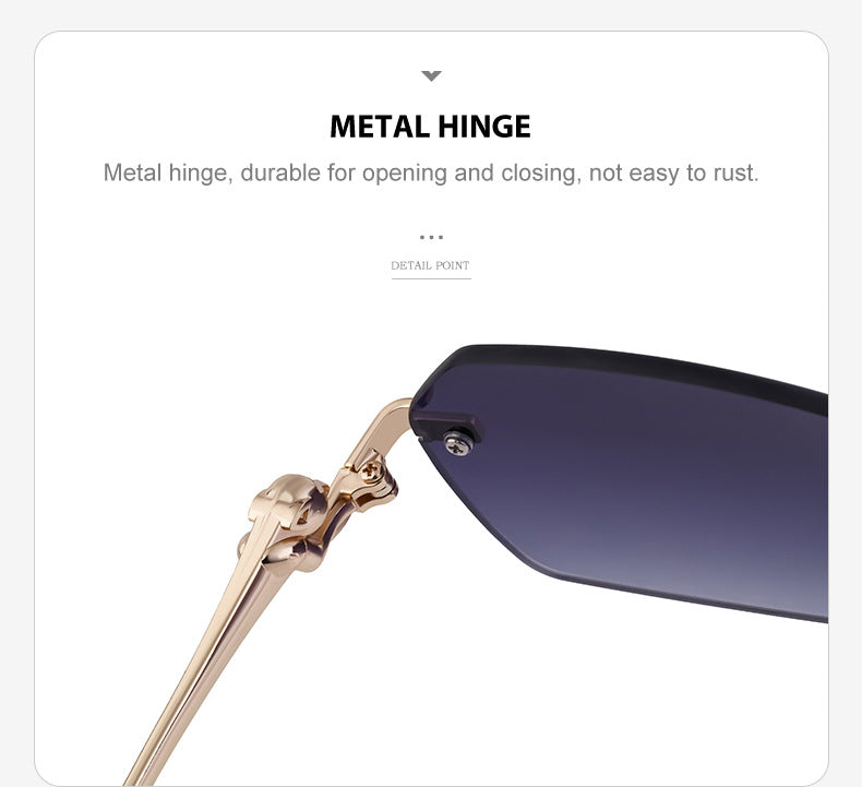 European and American Frameless Cut Edge Leopard Temple Sunglasses for Men Retro Square Frame Driving Sun Protection Sunglasses Wholesale Glasses - 图片 14