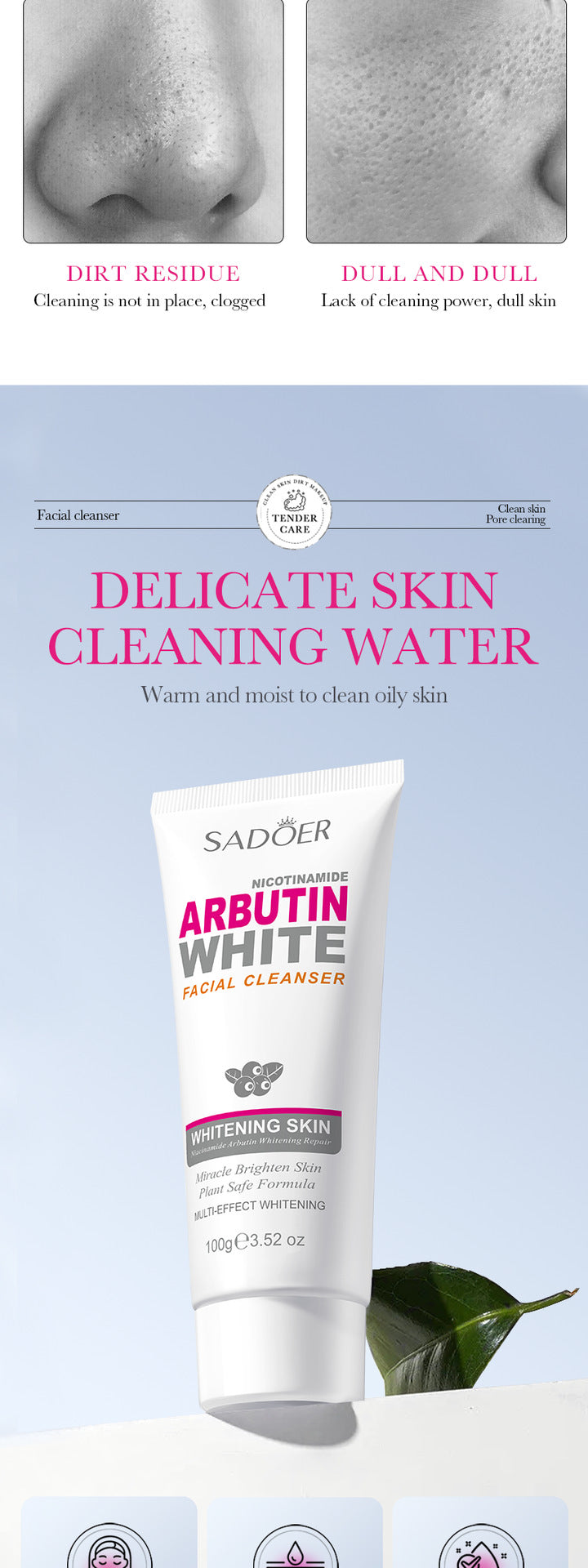 Arbutin Whitening Facial Cleanser SADOER Niacinamide Cleansing Cleanser Cross-Border Foreign Trade Wholesale - 图片 8