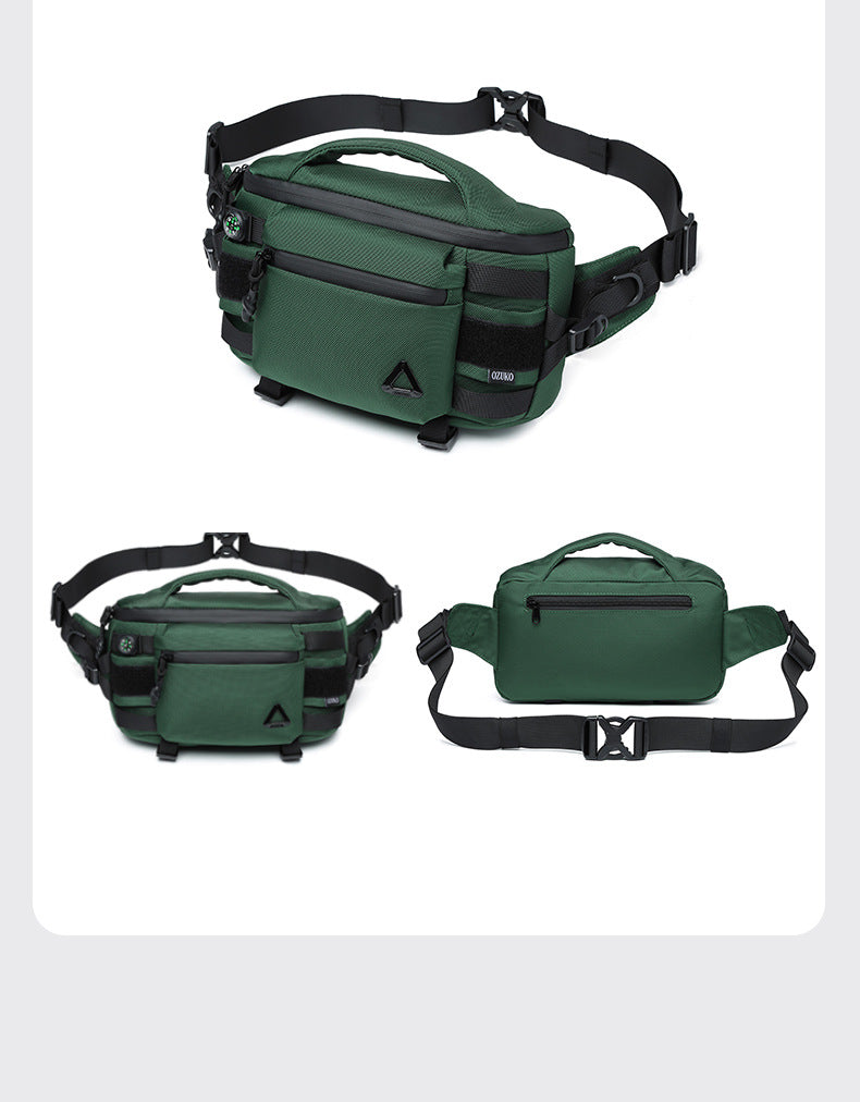 OZUKO Men's Waist Bag Waterproof High-End Crossbody Bag Chest Bag Tactical Trendy Portable Functional Travel Bag - 图片 30