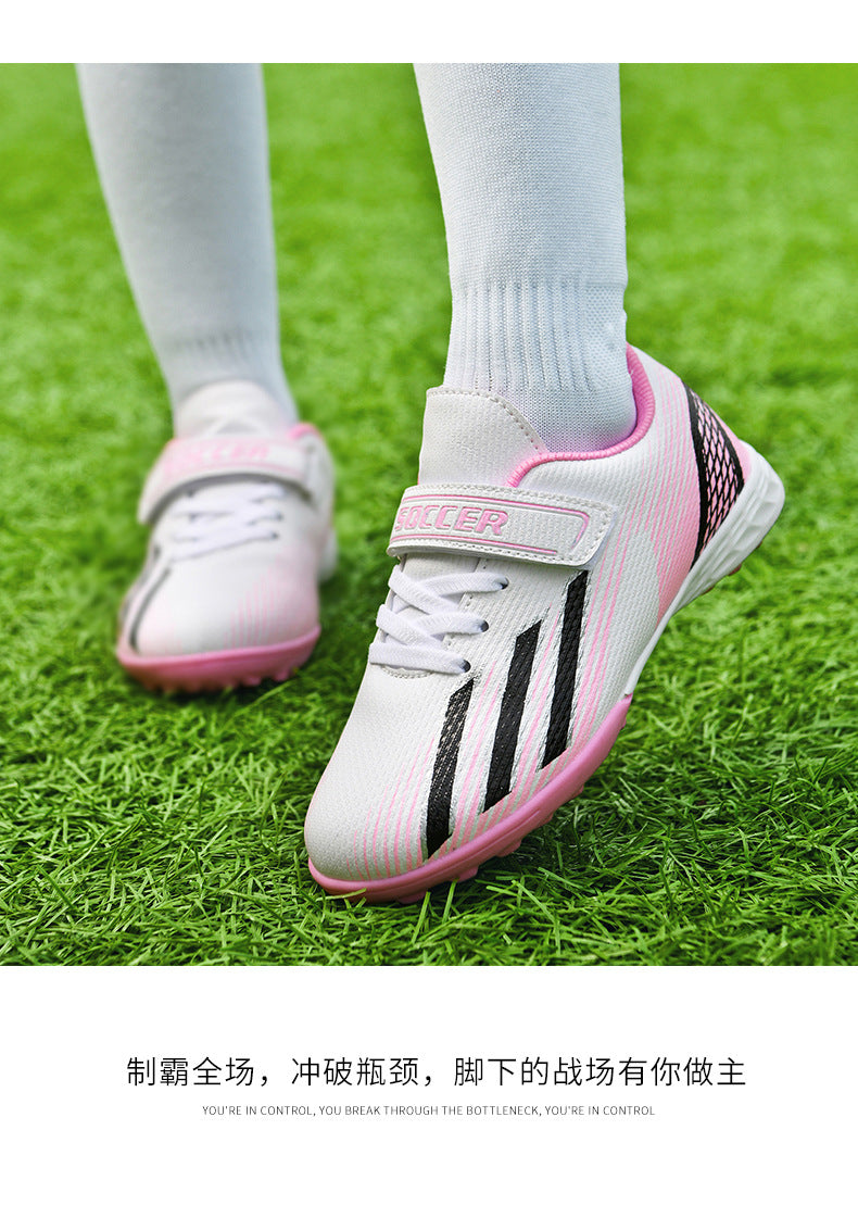 New football shoes for men and women with Velcro for children TF Broken Nail Style Youth Student Grassland Flat Training Shoes - 图片 36