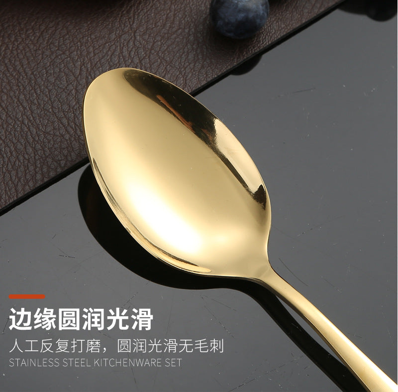 410Stainless Steel Cutlery Set Restaurant Square Handle Knife Fork Spoon24Set of Western Steak Knives and Forks - 图片 25